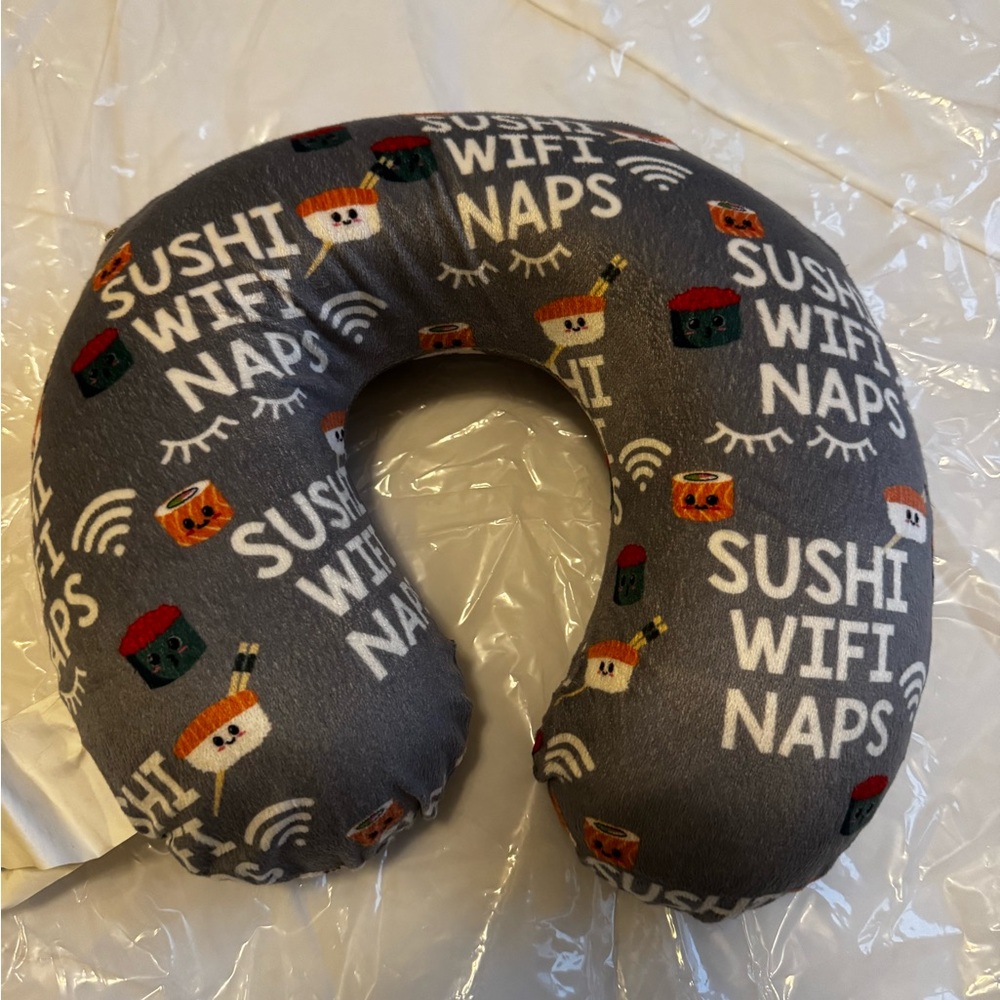 Gray Sushi Print Neck Pillow